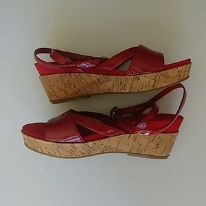 NEW Nine West Red Platform Sandals | Patent/Cork